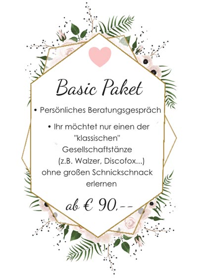 Privater Hochzeitstanzkurs Basic-Paket