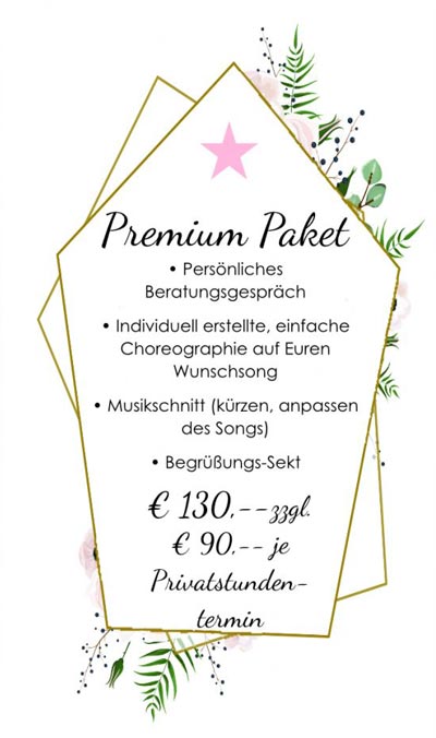 Privater Hochzeitstanzkurs Premium-Paket